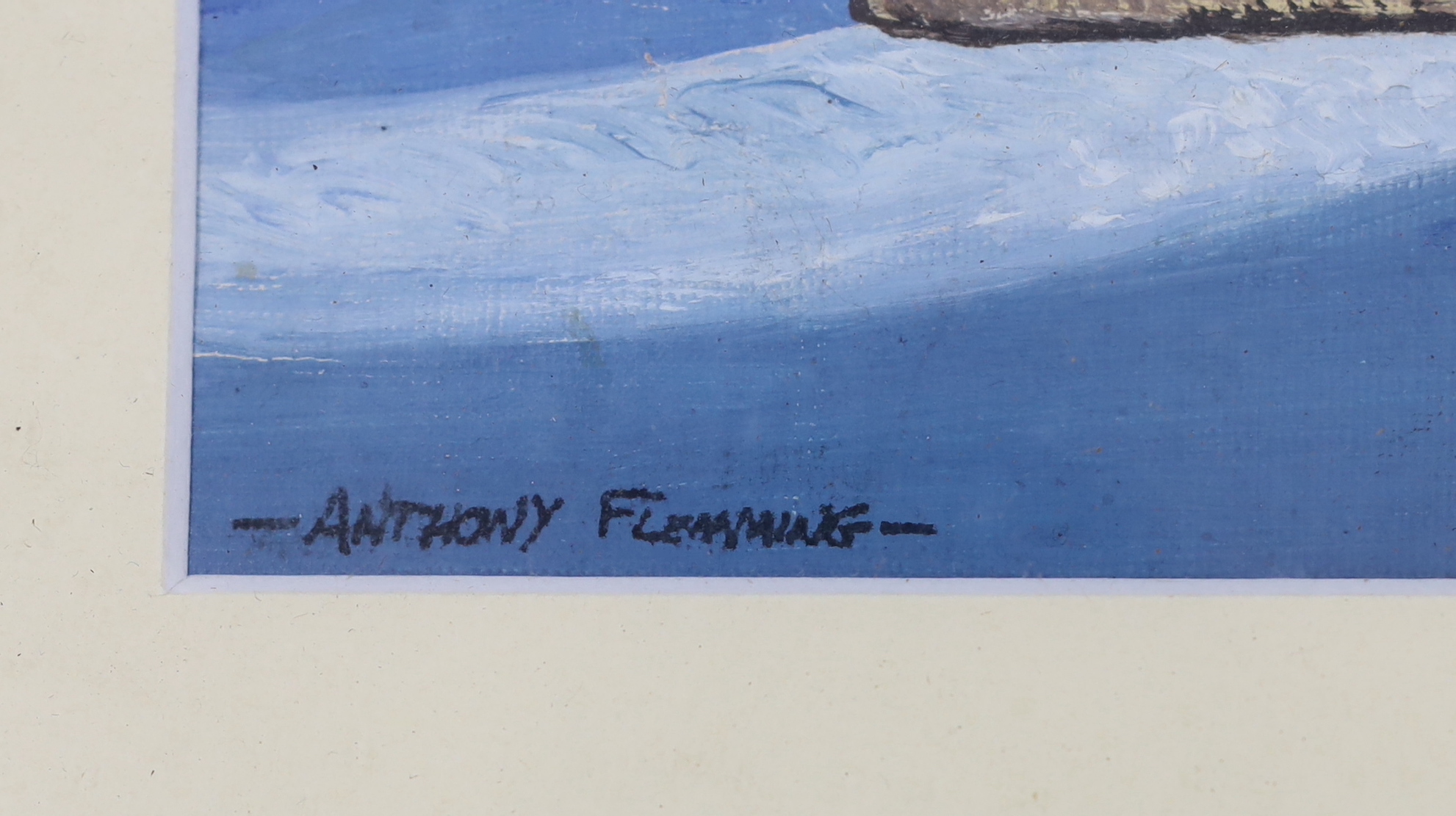 Anthony Flemming (b.1936.) (Wapping Group), oil, Tug Boat at sea, signed, 22 x 15cm